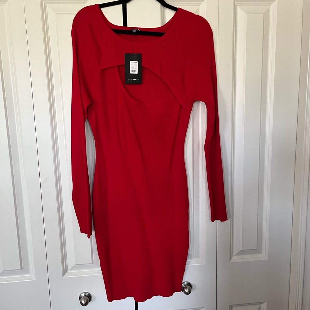 Red long sleeve bodycon dress….